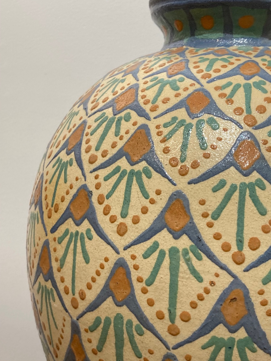 Vase art déco à motif de palmettes par René Anchierri-photo-1