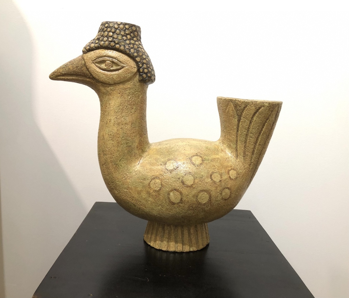 Grande en poule en grès émaillé par Jeanne Levêque-photo-4