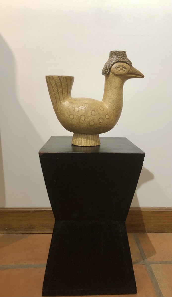 Grande en poule en grès émaillé par Jeanne Levêque-photo-2