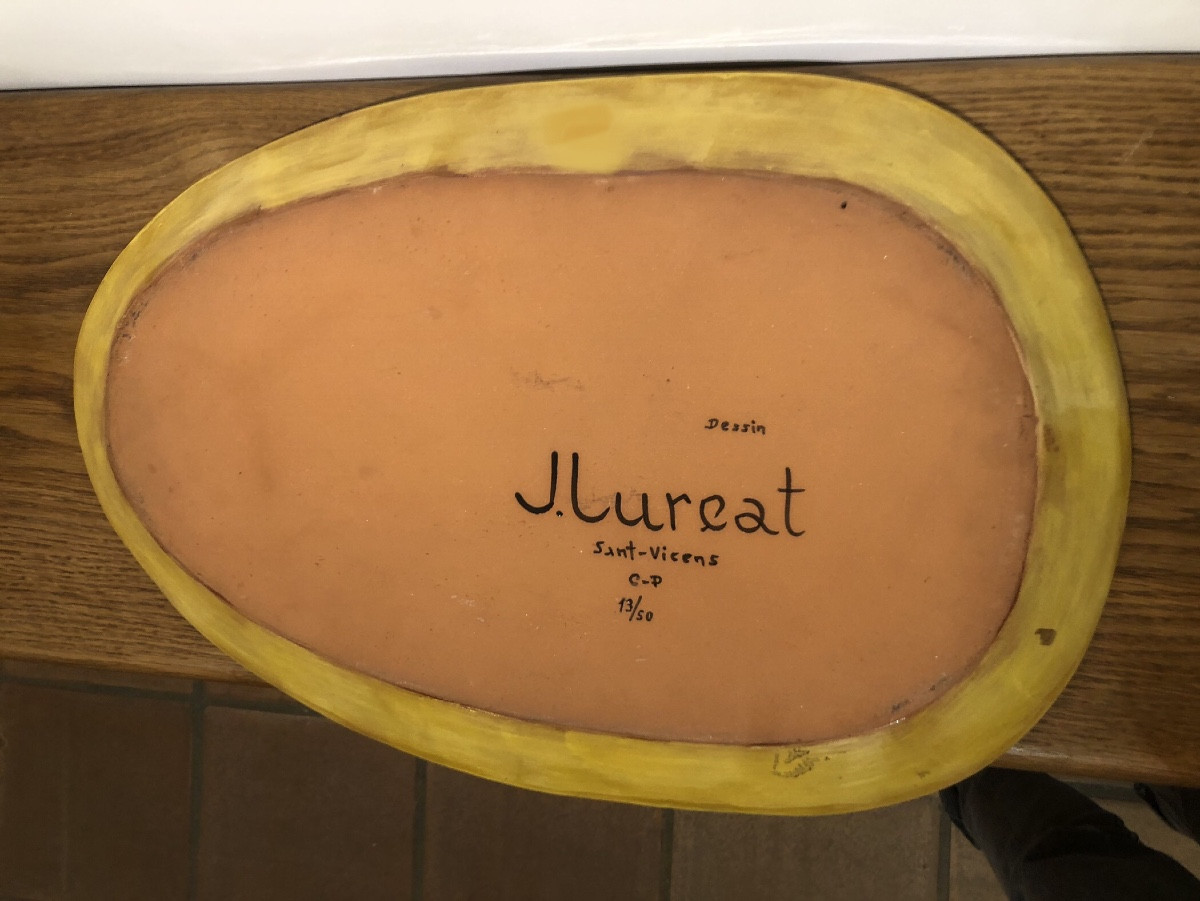 Grand plat à motif de coq par Jean Lurcat pour Sant Vicens -photo-3
