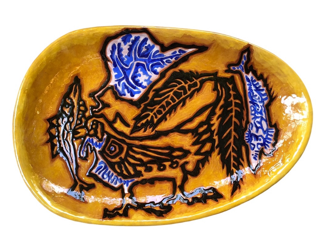 Grand plat à motif de coq par Jean Lurcat pour Sant Vicens -photo-4