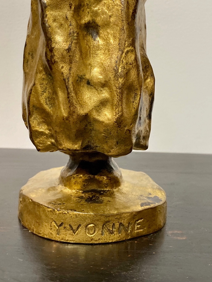 Yvonne , bronze à patine dorée par Ruth Milles-photo-4