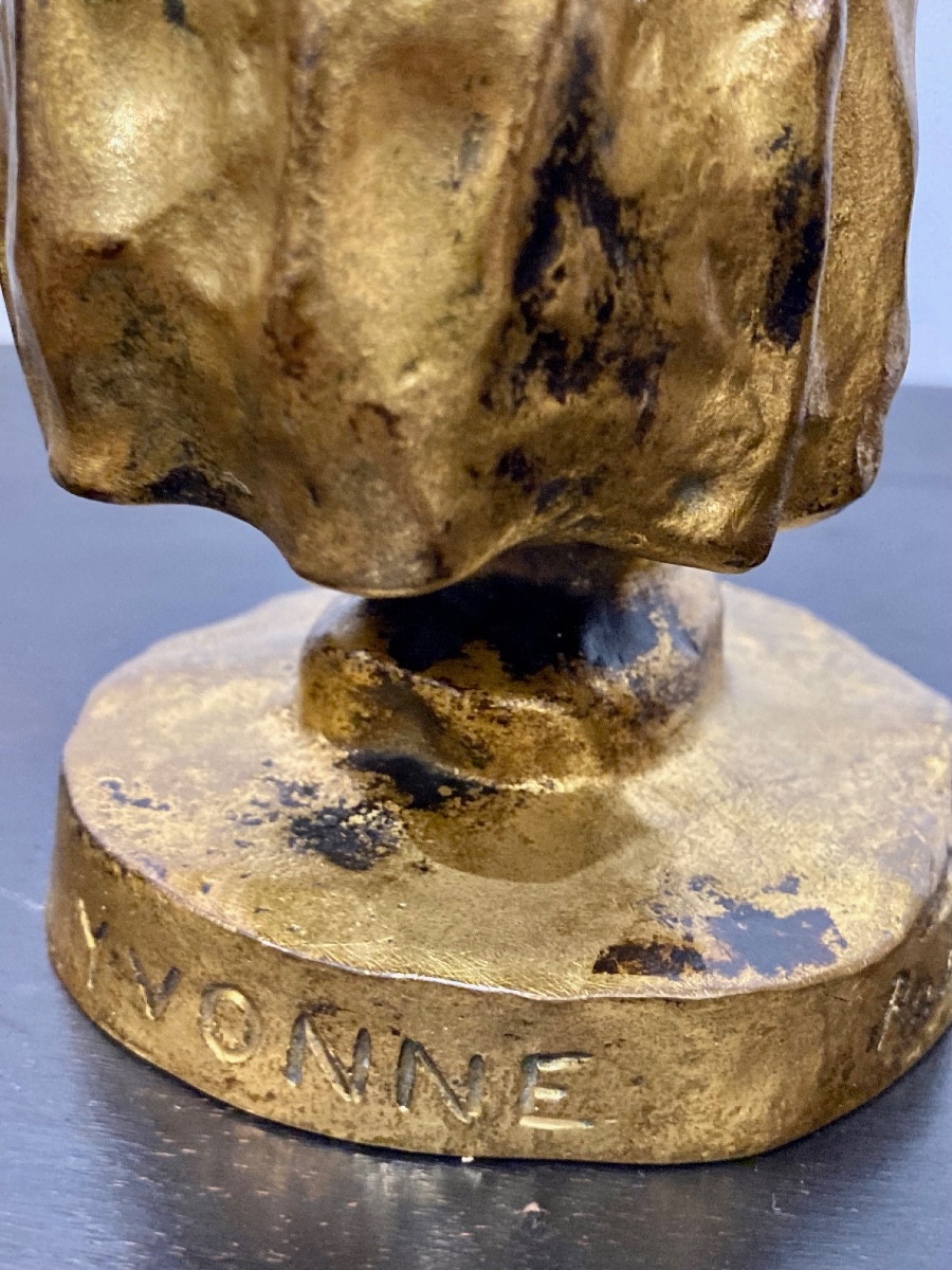Yvonne , bronze à patine dorée par Ruth Milles-photo-3