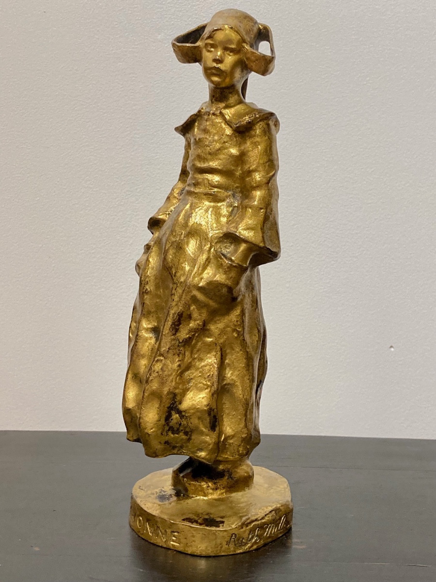 Yvonne , bronze à patine dorée par Ruth Milles