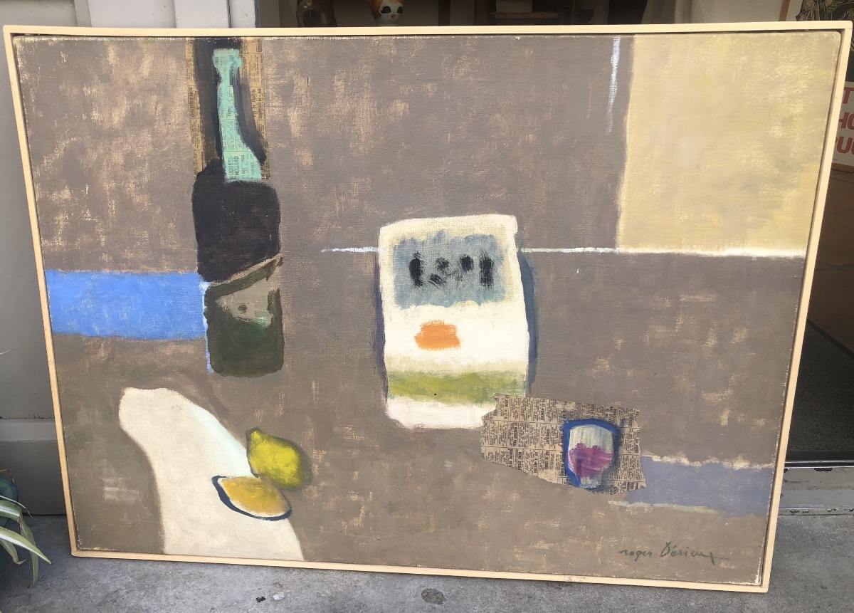 Still Life With A Bottle Of Wine And Lemons By Roger Dérieux -photo-2