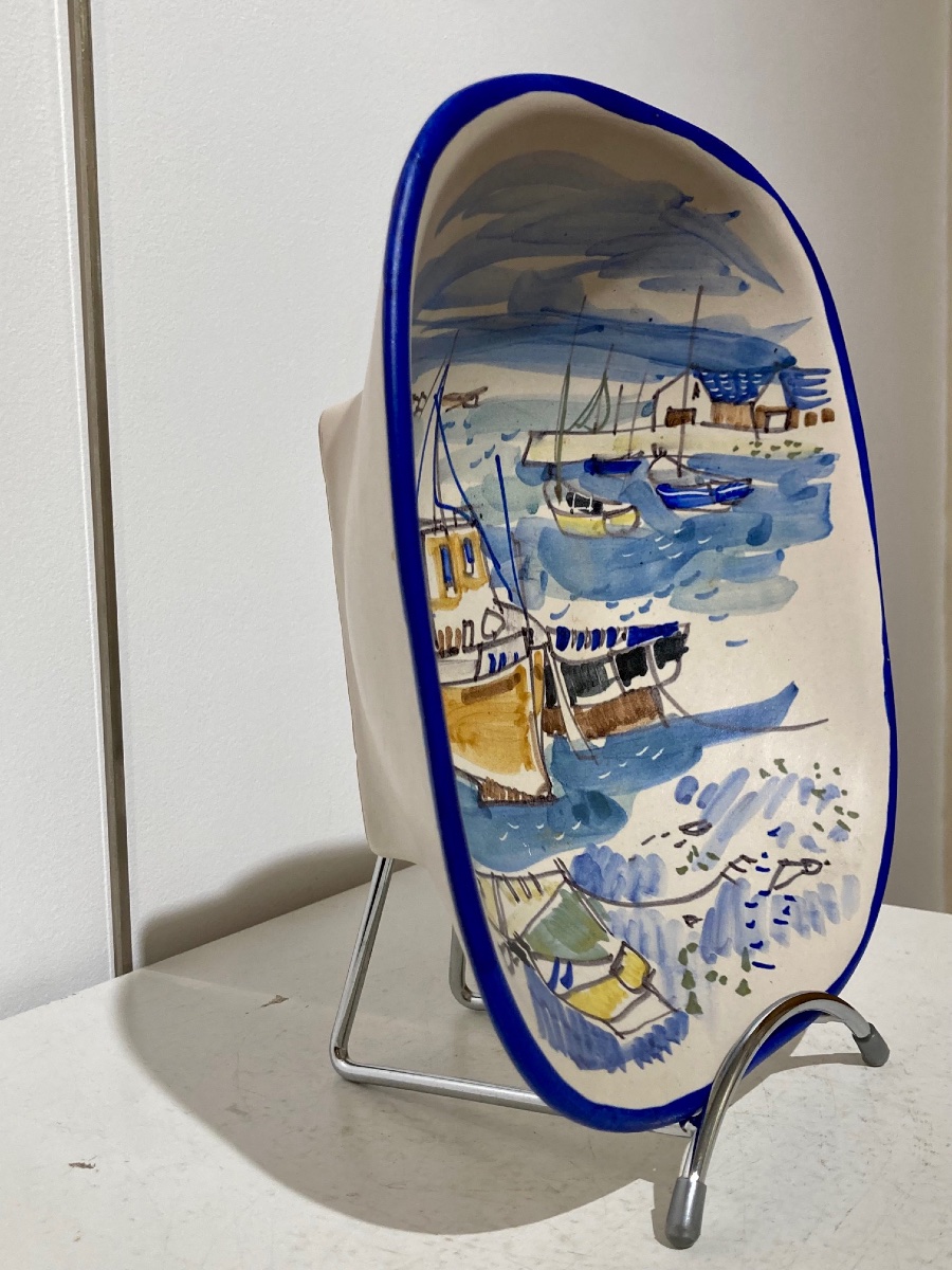 Keraluc Quimper Square-shaped Glazed Ceramic Cup By René Quéré -photo-2