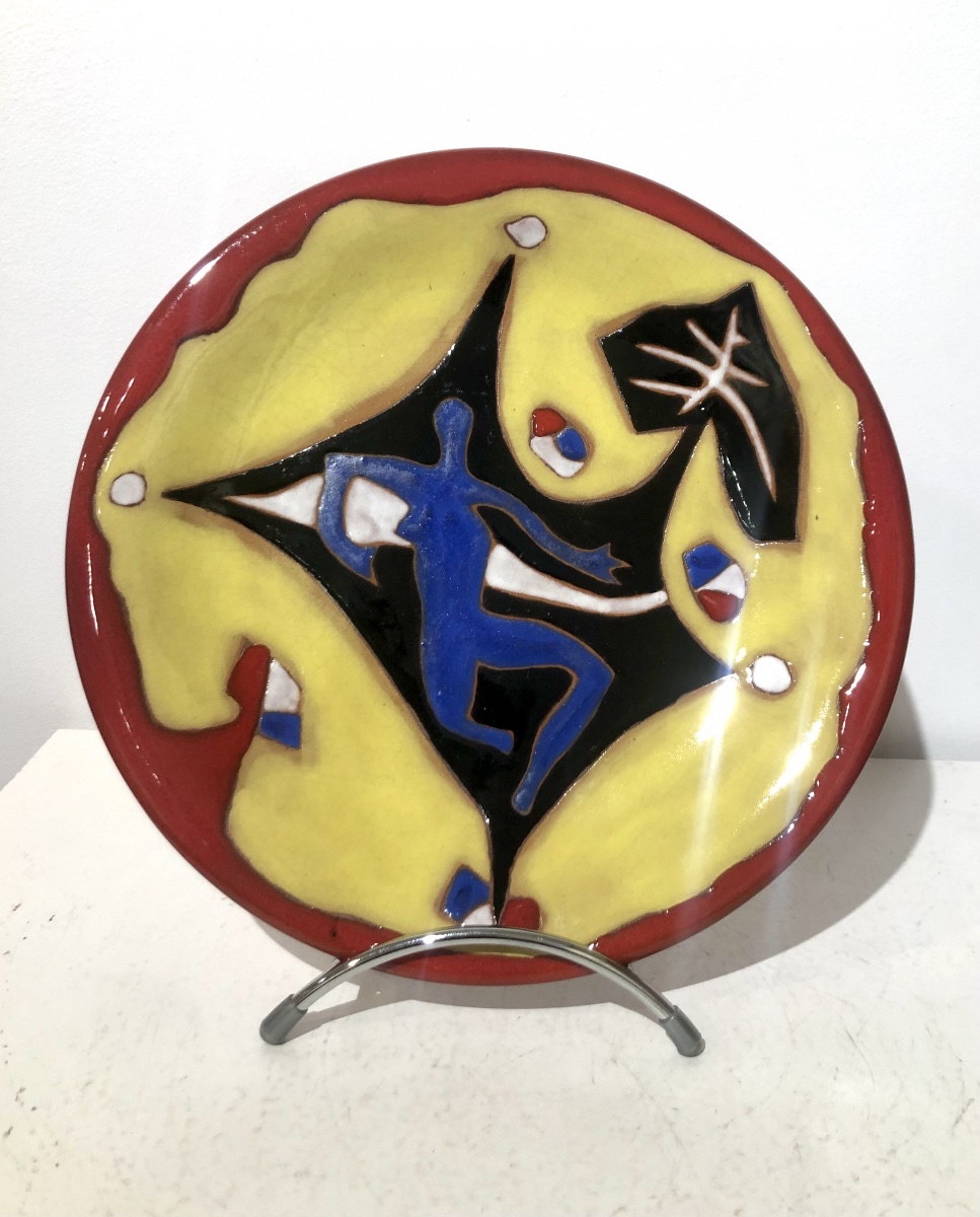 Jean Lurçat For Sant Vicens: Plate With Character And Foliage Motifs 