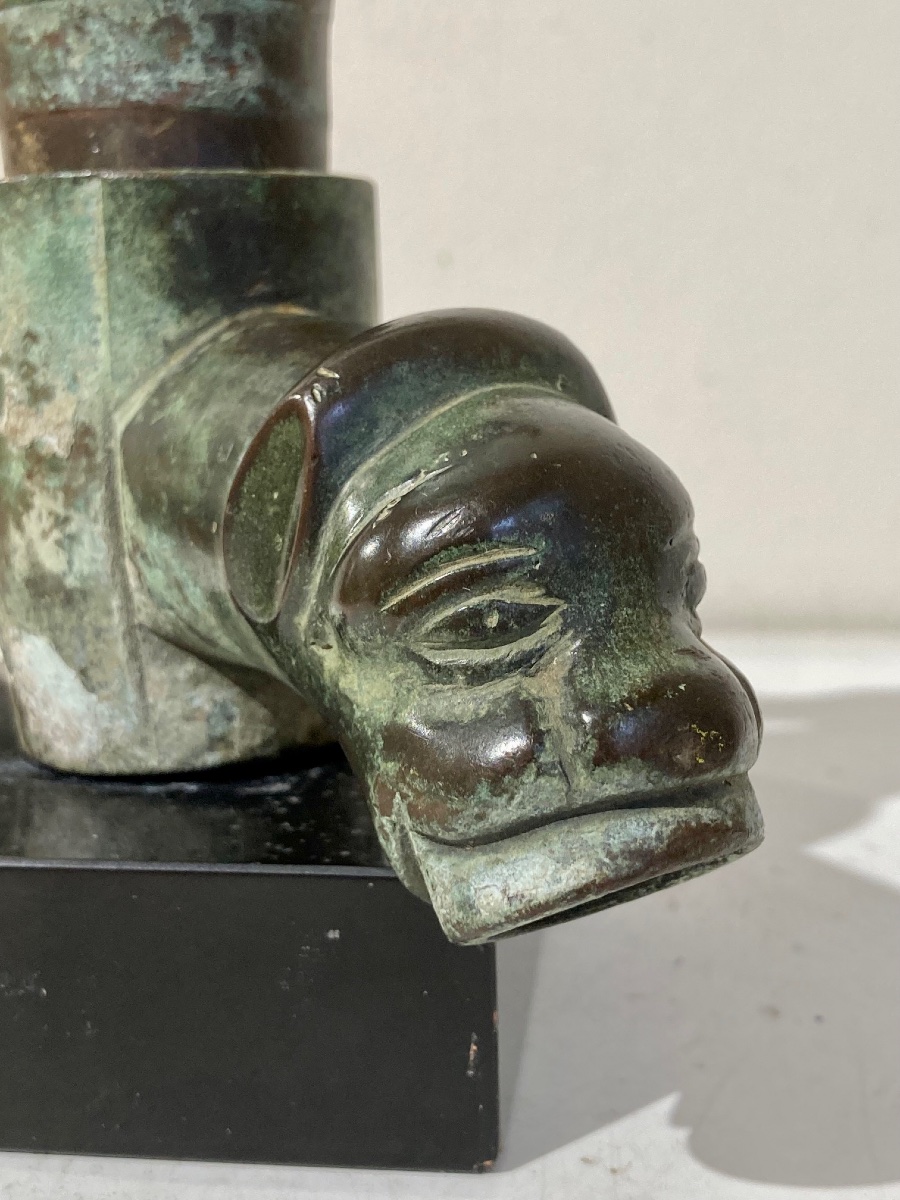 Art vigneron , art populaire, grotesque, robinet en bronze XIX ème siècle -photo-2