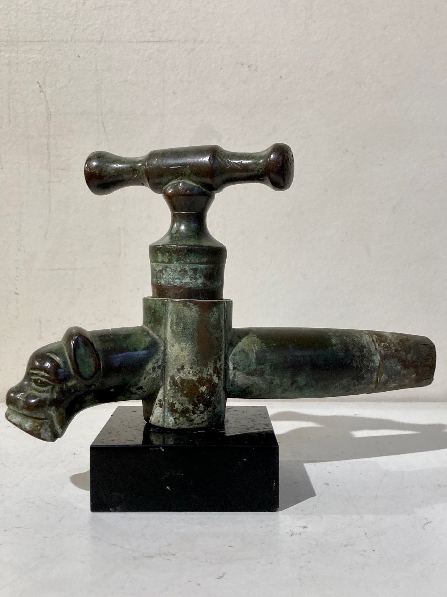Art vigneron , art populaire, grotesque, robinet en bronze XIX ème siècle -photo-4