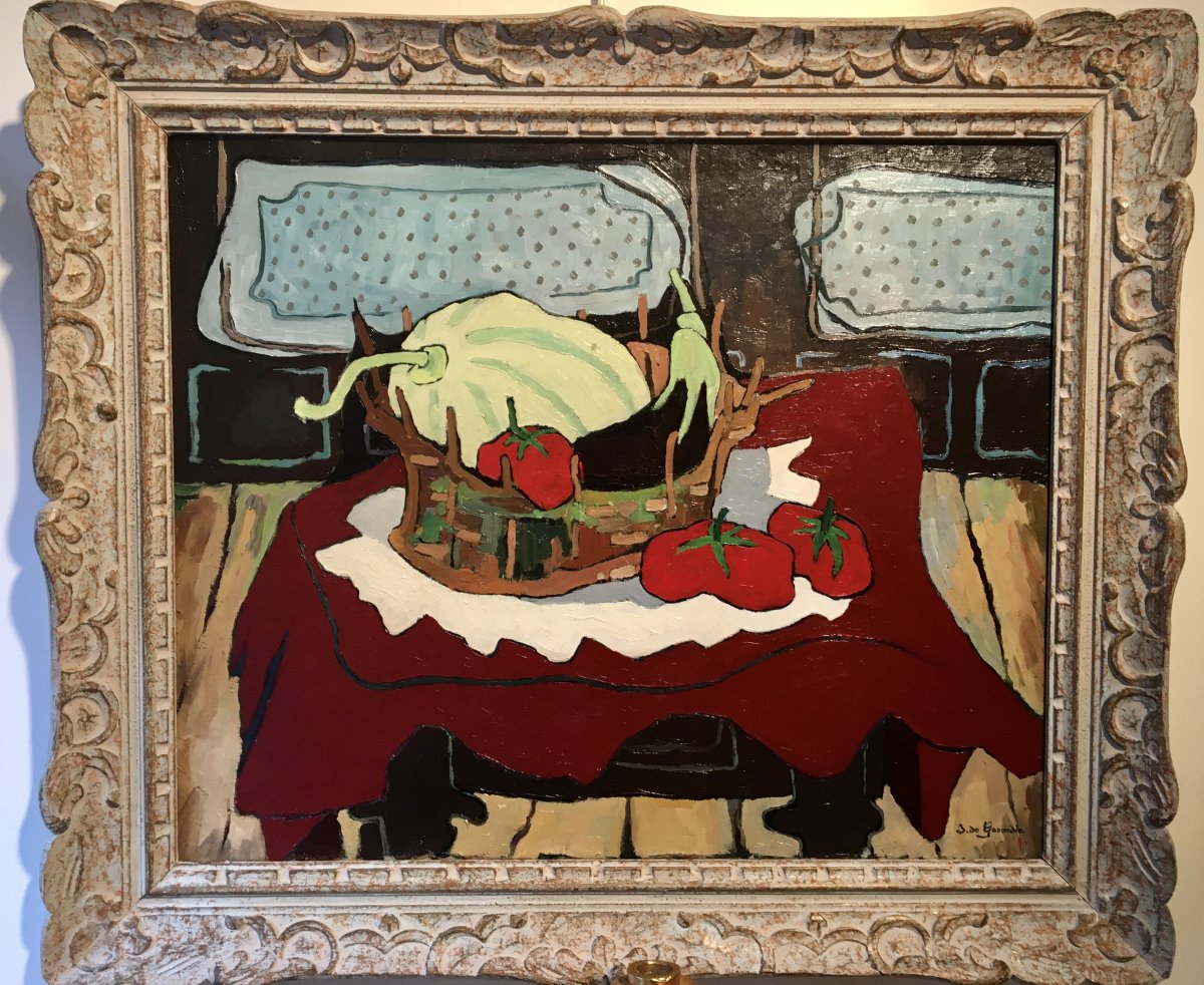 Nature Morte au melon et tomates par Jean De Gavardie