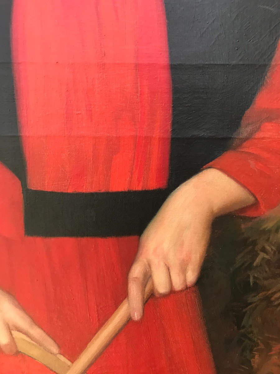 Petite Fille Au Cerceau, enfant au cerceau, Robe rouge -photo-3