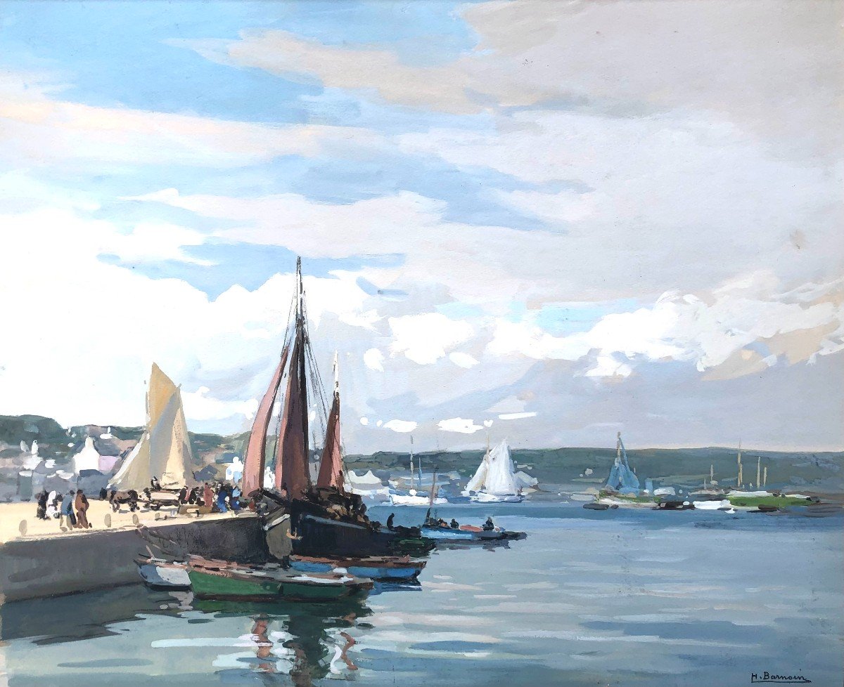 Vue De Concarneau Par Henri Barnoin Bretagne Finistère-photo-2