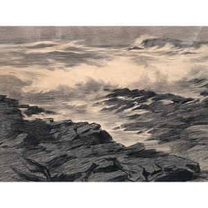 Waves In Finistère By Henry Cheffer 