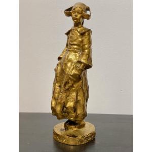 Yvonne , bronze à patine dorée par Ruth Milles