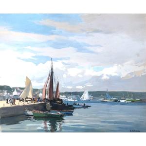 View Of Concarneau By Henri Barnoin