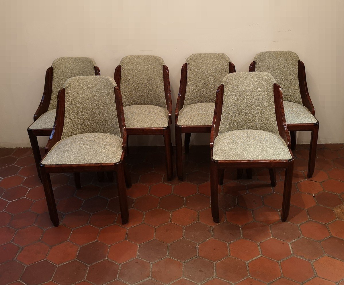 Suite De 6 Chaises de forme gondole Art Déco-photo-1