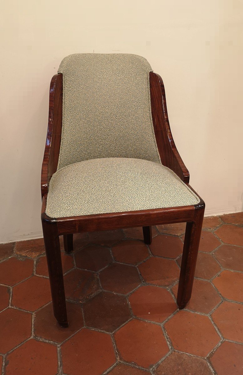 Suite De 6 Chaises de forme gondole Art Déco-photo-6