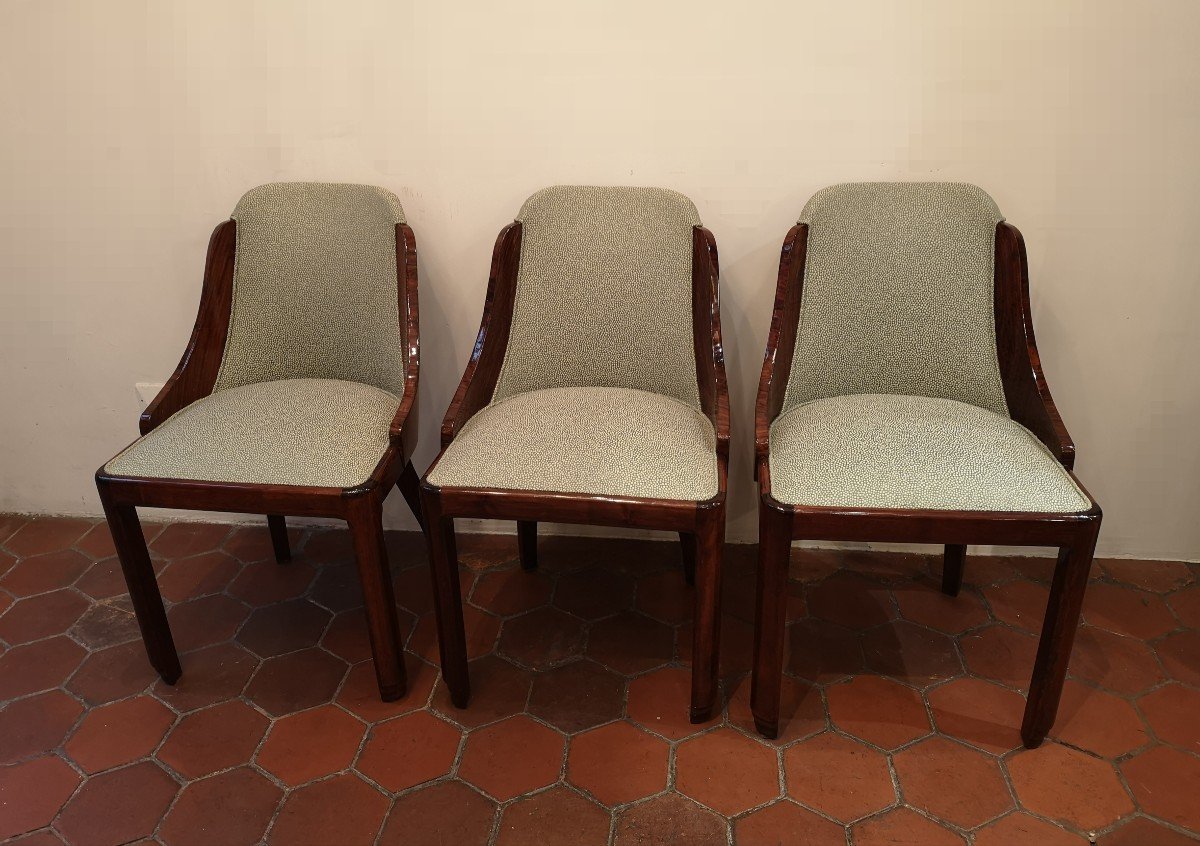 Suite De 6 Chaises de forme gondole Art Déco-photo-7