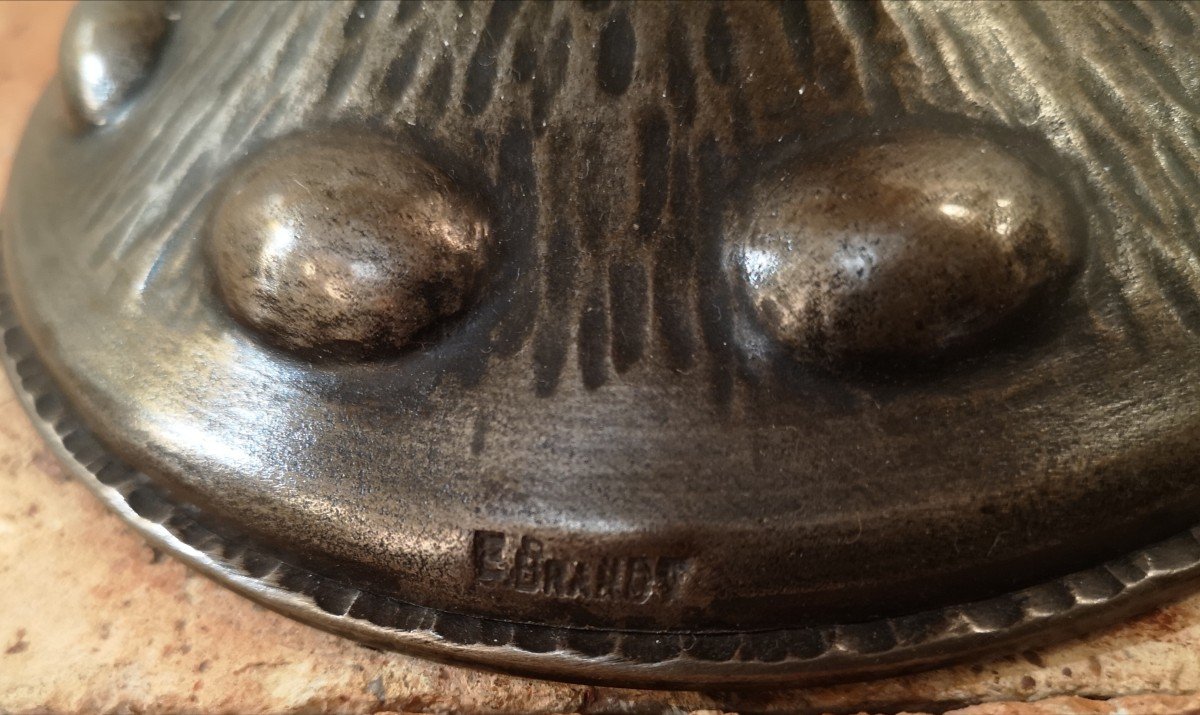 Edgar Brandt, Art Deco Table Lamp In Wrought Iron And Alabaster-photo-2