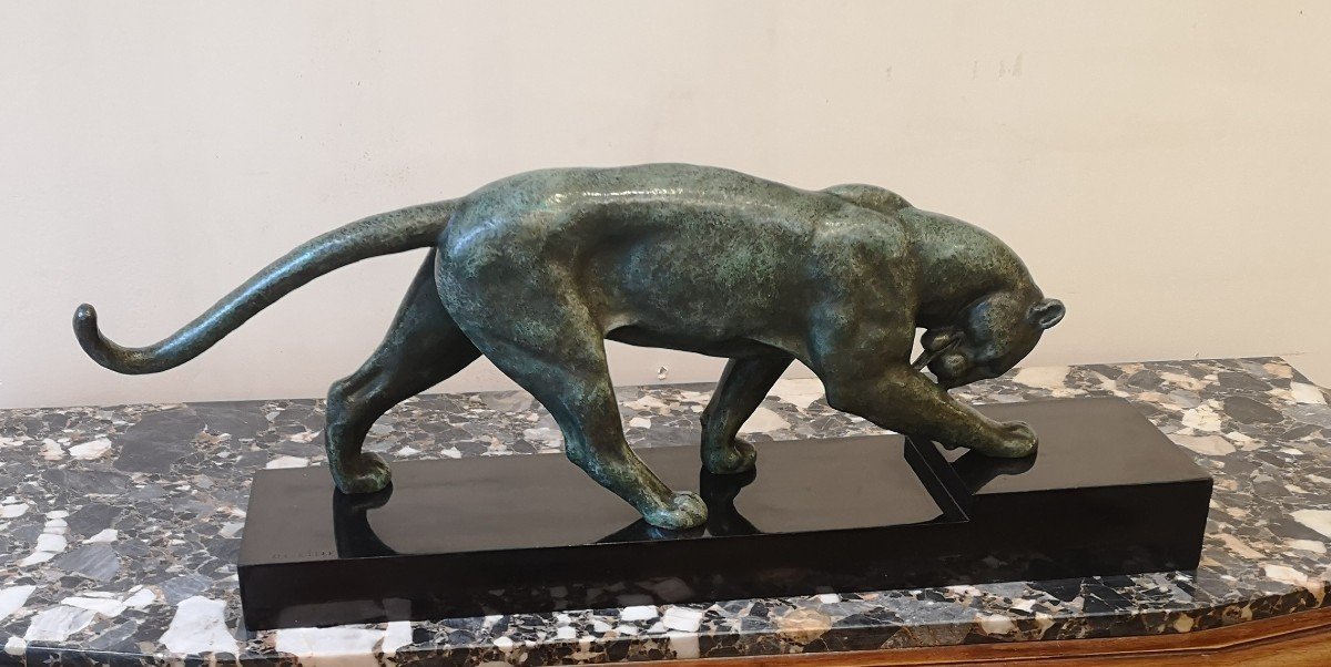 Panthère En Bronze Art Déco, A. Ouline-photo-1