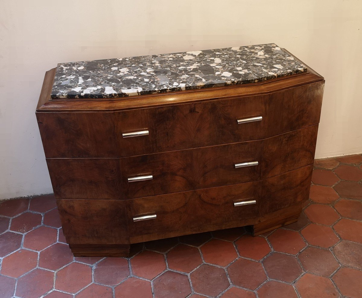 Commode Art Déco En Loupe De Noyer -photo-1