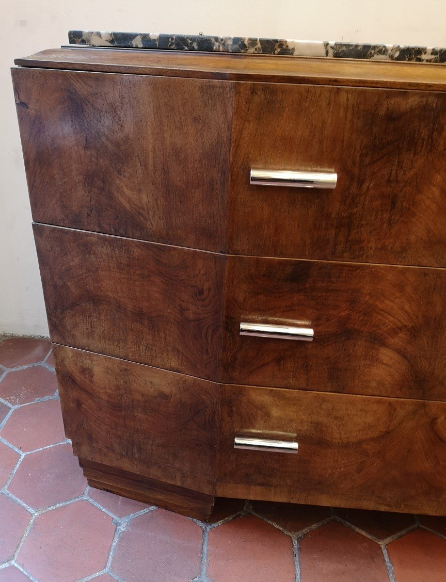 Commode Art Déco En Loupe De Noyer -photo-2