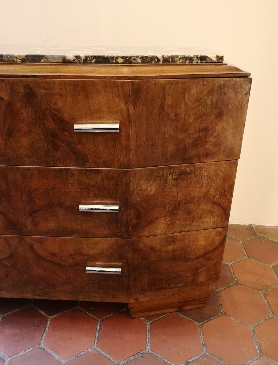 Commode Art Déco En Loupe De Noyer -photo-3