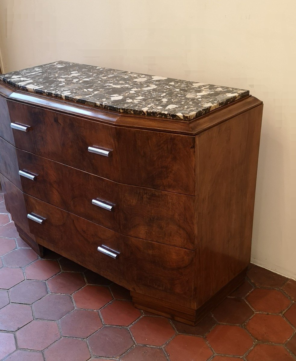 Commode Art Déco En Loupe De Noyer -photo-4
