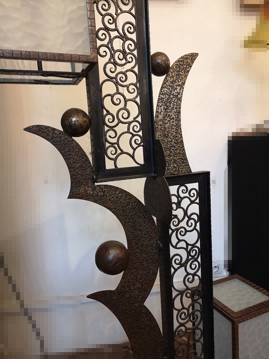 Art Deco Wrought Iron Floor Lamp Forming Sculpture-photo-4