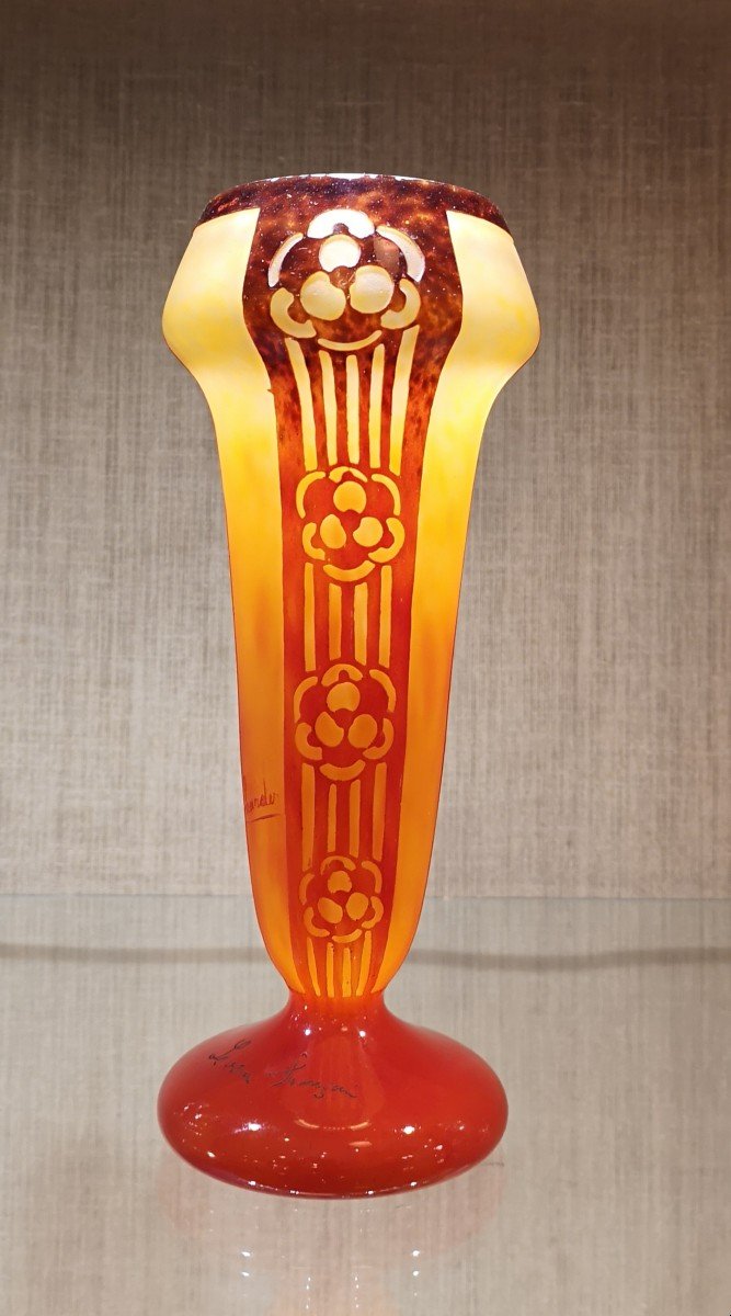 Le Verre Français, Schneider, Vase Décor Rosaces, 1927-1928-photo-3