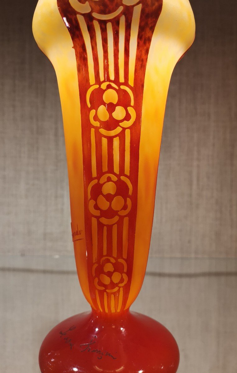 Le Verre Français, Schneider, Vase Décor Rosaces, 1927-1928-photo-1