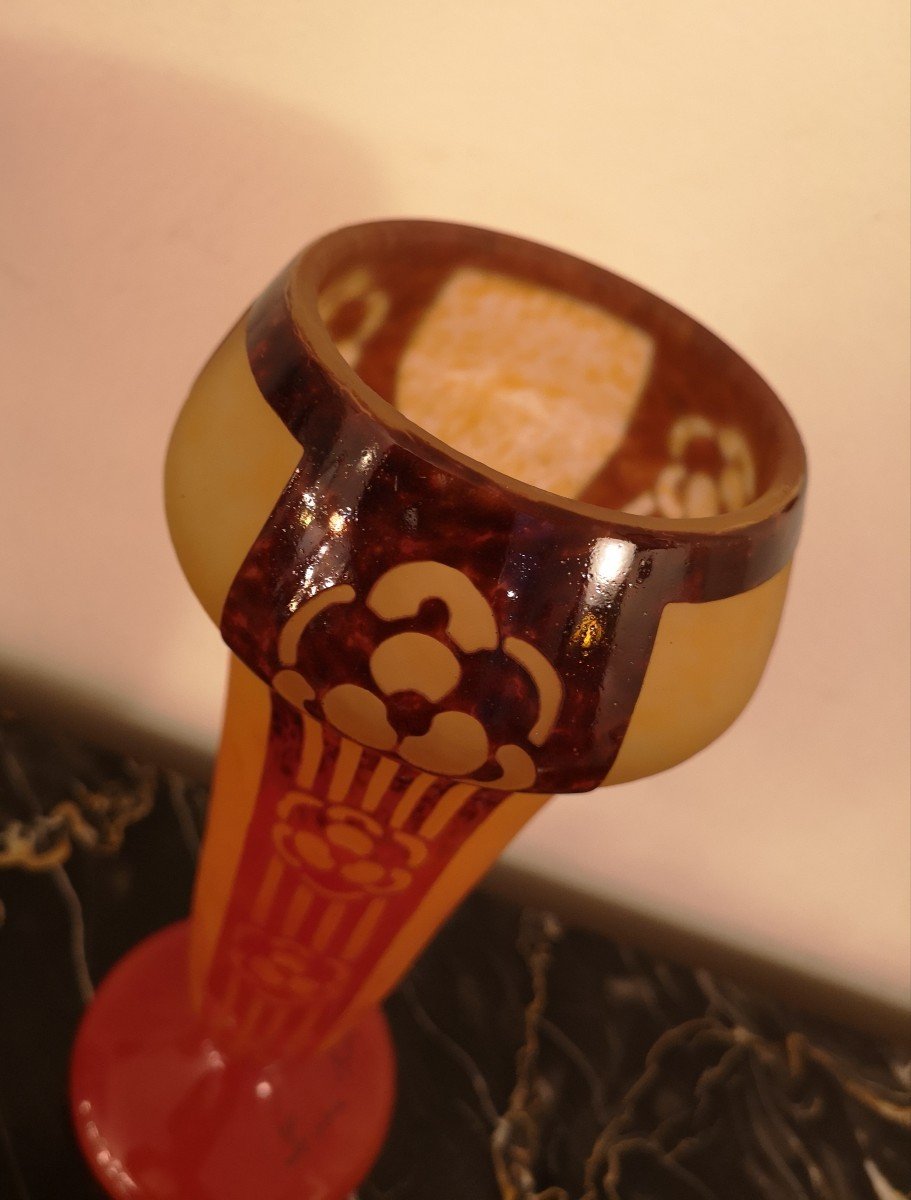 Le Verre Français, Schneider, Vase Décor Rosaces, 1927-1928-photo-4