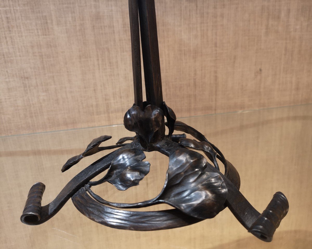 Schneider, Le Verre Français, Grande Coupe Sur Pied En Fer Forgé-photo-7