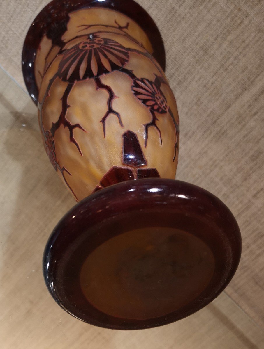 Le Verre Français, Schneider, Vase Décor épinettes, 1924-1927-photo-1