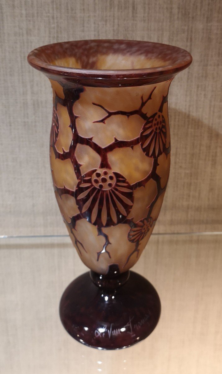 Le Verre Français, Schneider, Vase Décor épinettes, 1924-1927-photo-6