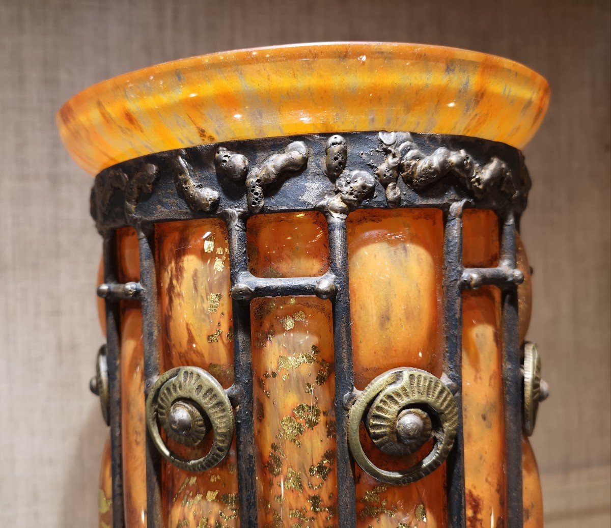 Daum Et Majorelle, Vase En Verre Soufflé 1925-photo-3