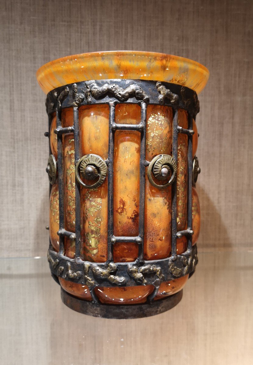 Daum Et Majorelle, Vase En Verre Soufflé 1925