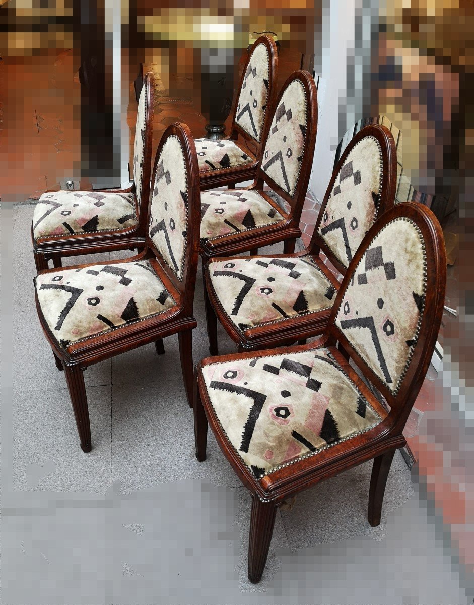 Chaises Art Déco, Série De Six-photo-3