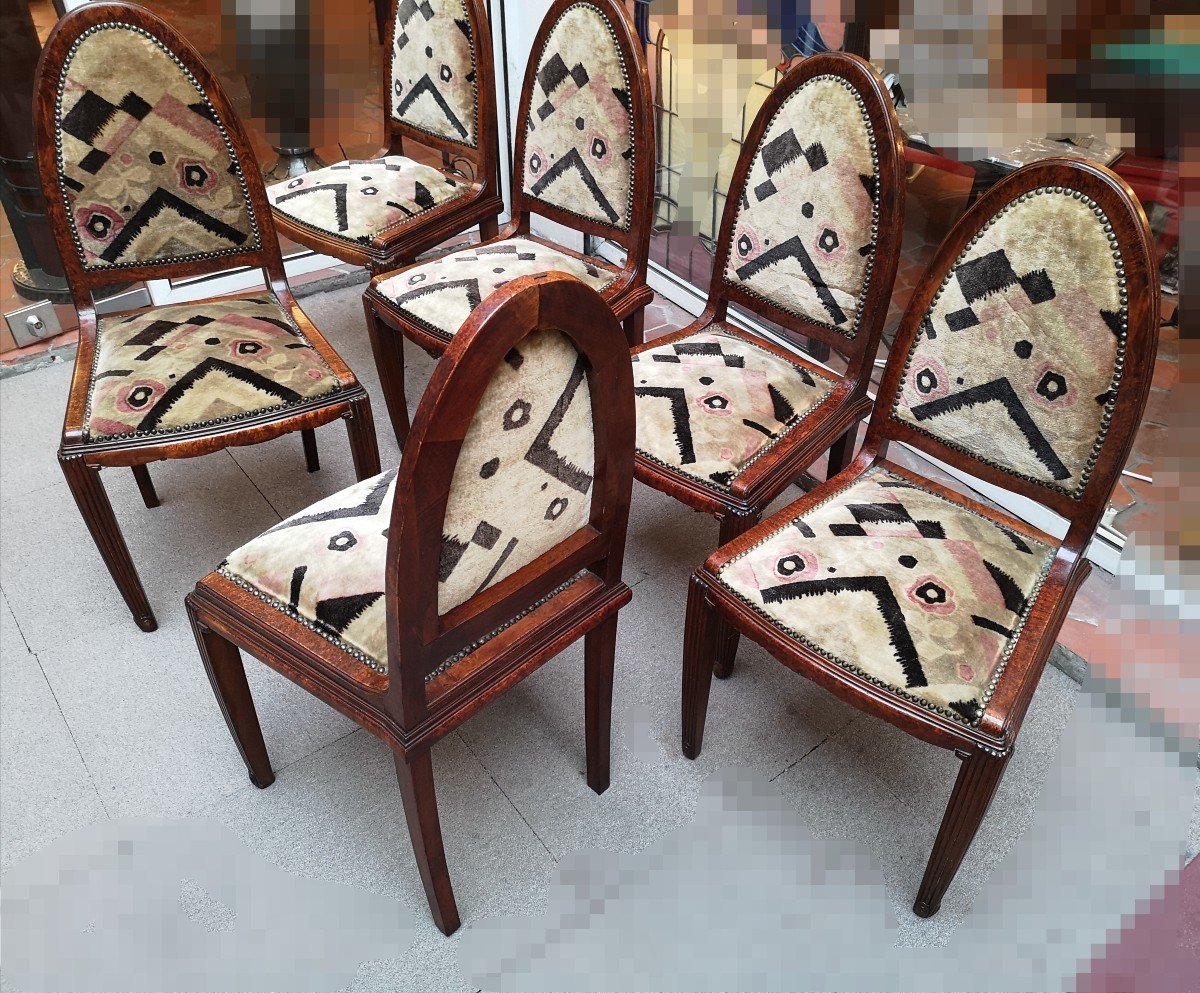 Chaises Art Déco, Série De Six-photo-1