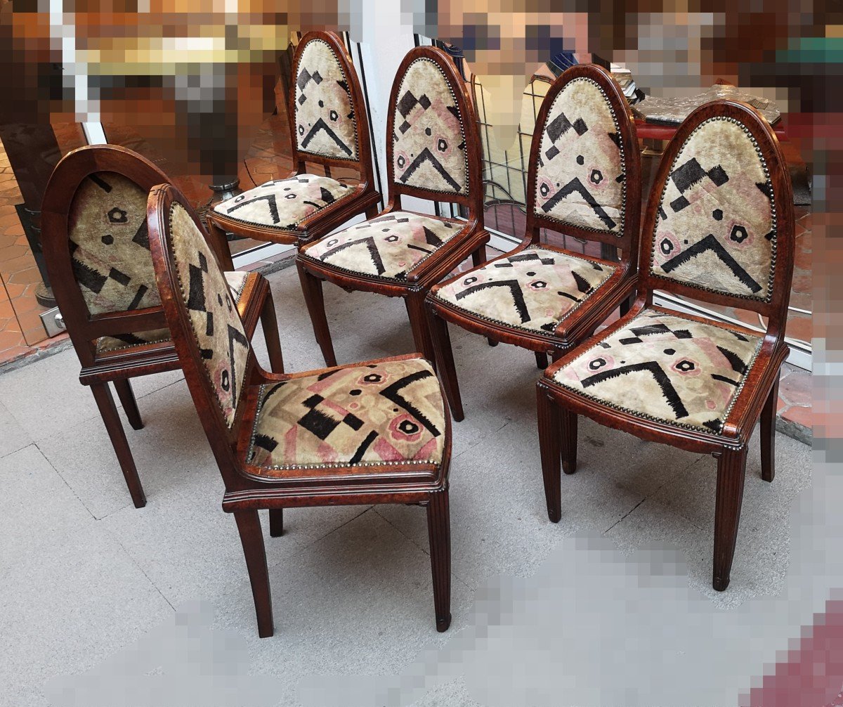 Chaises Art Déco, Série De Six-photo-2
