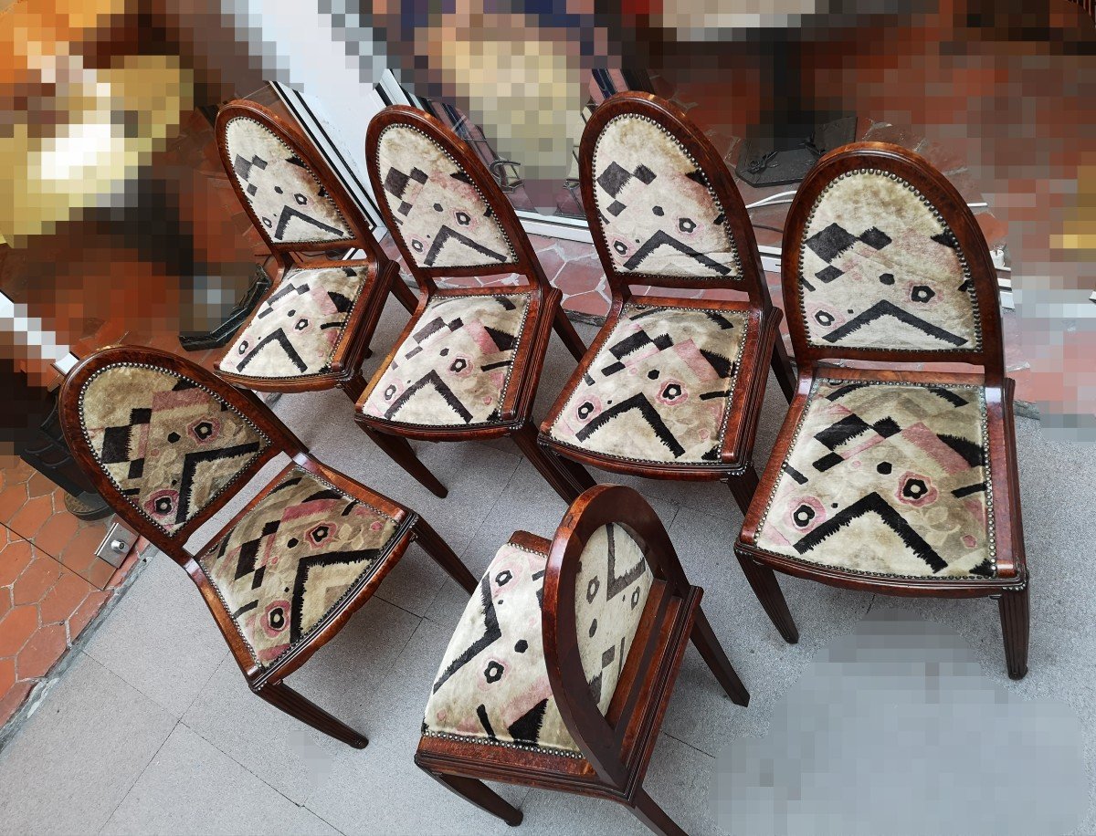 Chaises Art Déco, Série De Six-photo-3