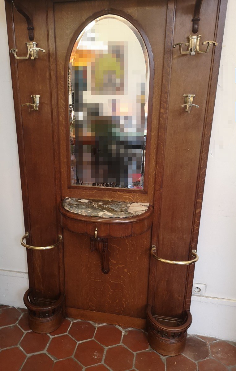 Vestiaire Art Déco En Chêne  Mouluré-photo-1