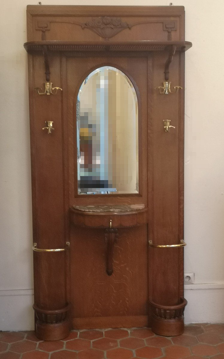 Vestiaire Art Déco En Chêne  Mouluré-photo-3