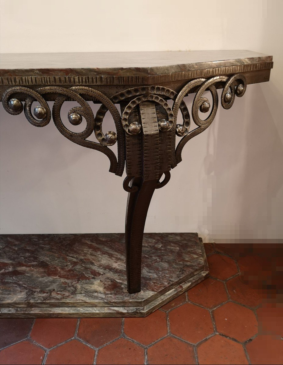 Art Deco Console 1930 In Wrought Iron Length 2m Very Rare-photo-4