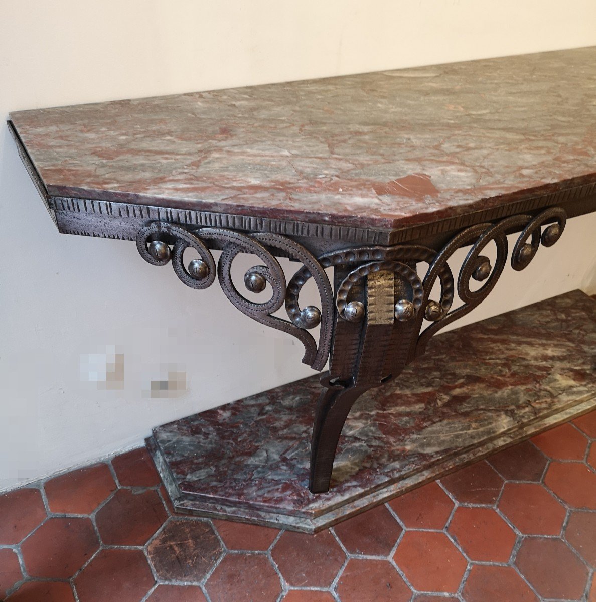 Art Deco Console 1930 In Wrought Iron Length 2m Very Rare-photo-1