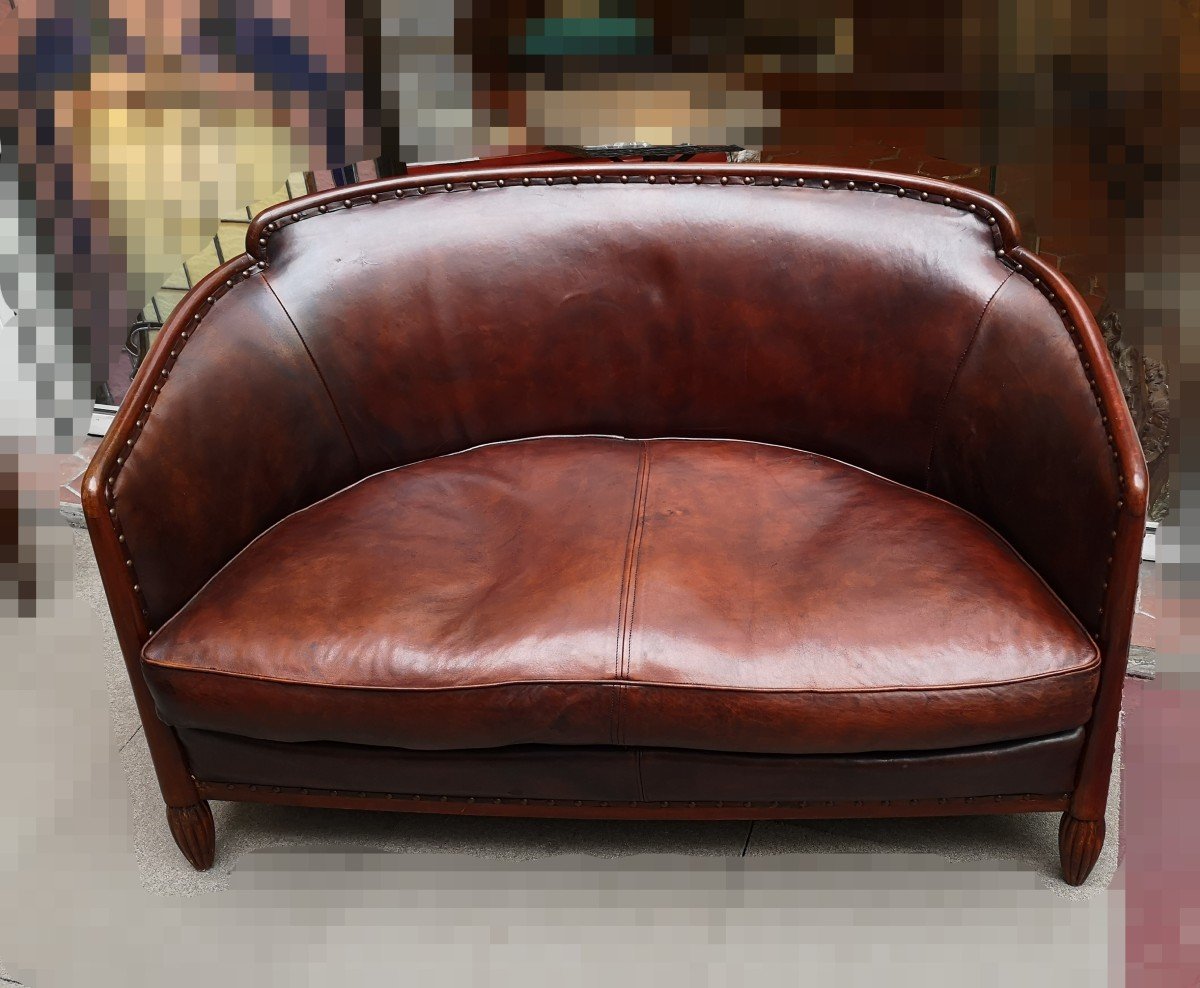 Canapé Art Déco 1930 en cuir-photo-1