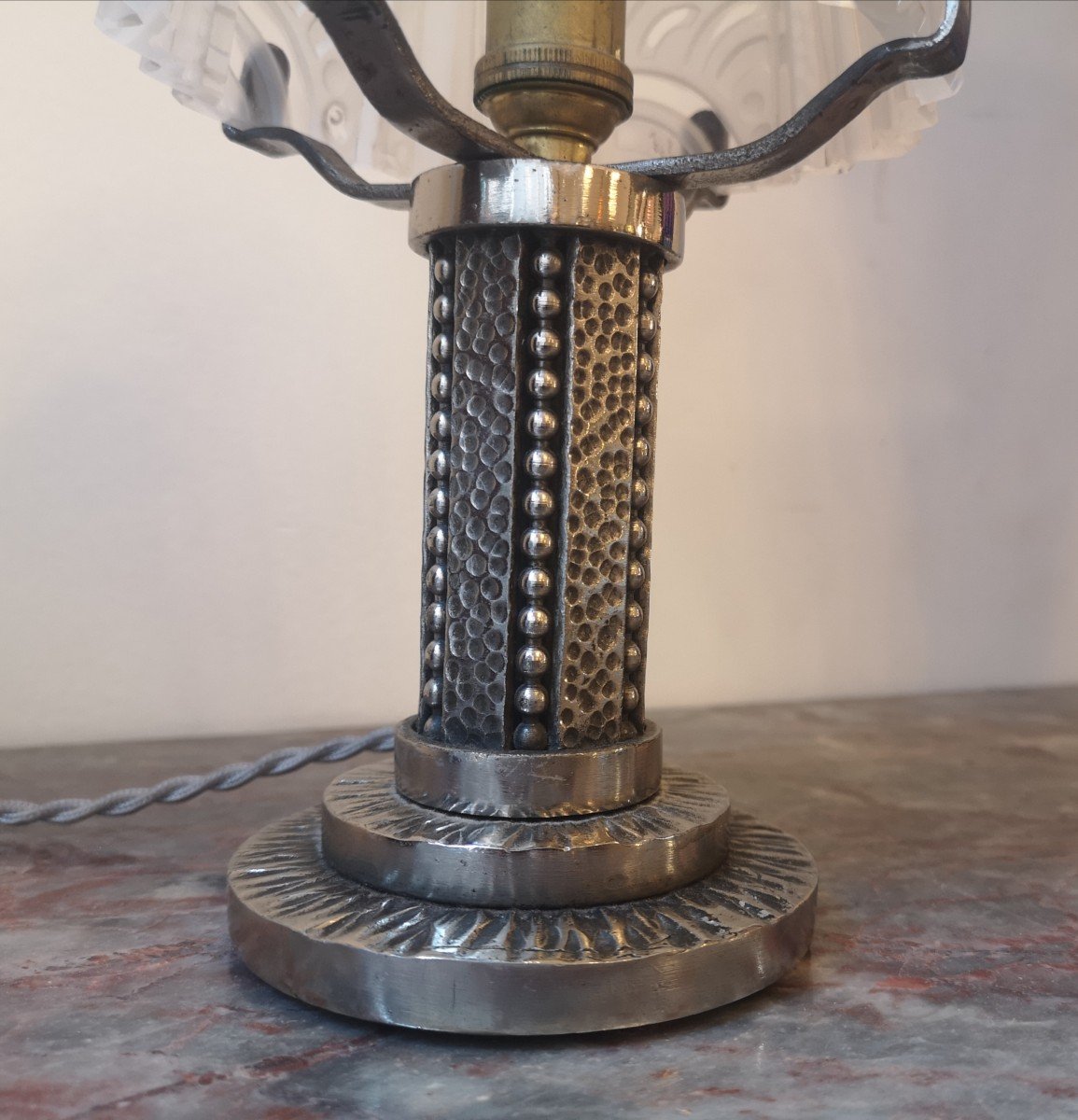 Lampe Fer Forgé Art Déco 1930 Muller Et Henri Fournet-photo-4