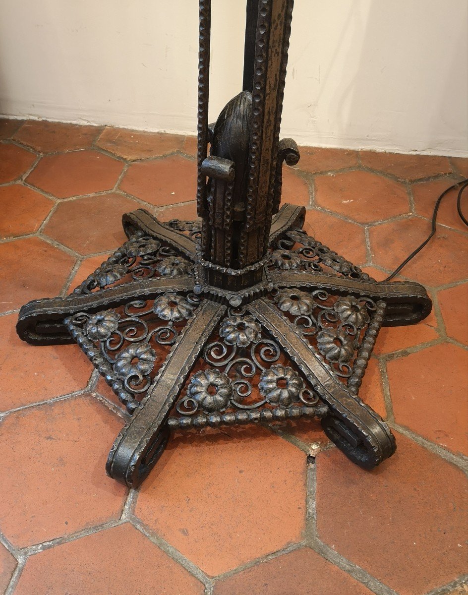 Art Deco Wrought Iron Floor Lamp By Marcel Bergue-photo-3