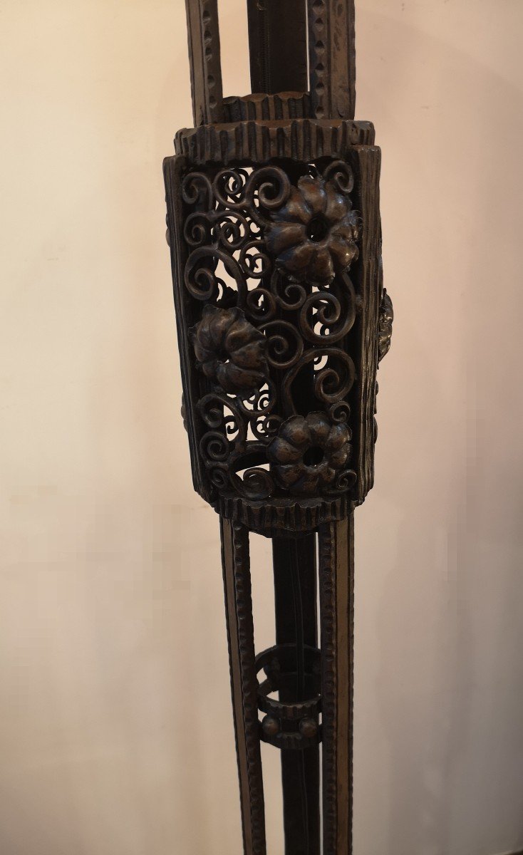 Art Deco Wrought Iron Floor Lamp By Marcel Bergue-photo-5
