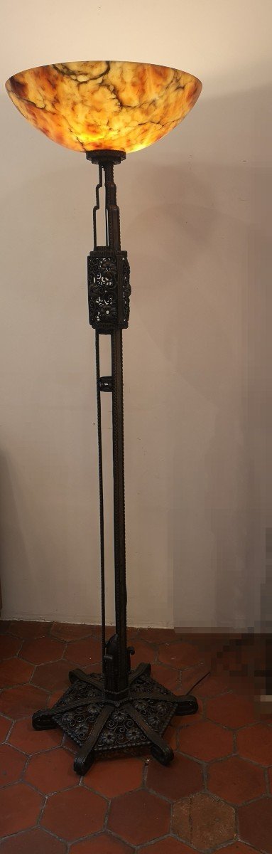 Art Deco Wrought Iron Floor Lamp By Marcel Bergue